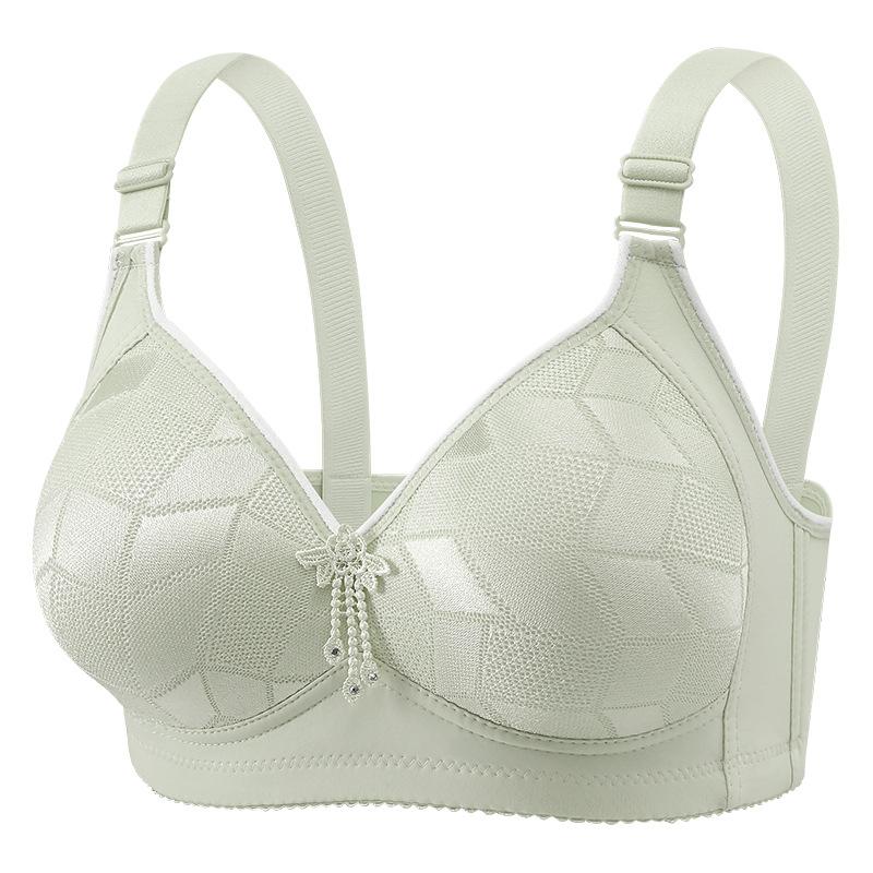 Large Size No Steel Ring, No Magnetic Jacquard Smooth Surface Bra, Comfortable and Breathable, Gathering Beautiful Back, Women's Underwear