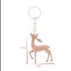 1/2Pcs Cute 3D Christmas Elk Keychains For Women Men Kawaii Flocked Sika Deer Pendant Bag Airpods Box Car Charm Jewelry