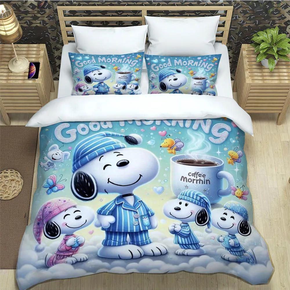 Cute Cartoon Snoopy Bedding Sets Exquisite Bed Supplies Set Duvet Cover Bed Comforter Set Bedding Set Luxury Birthday Gift