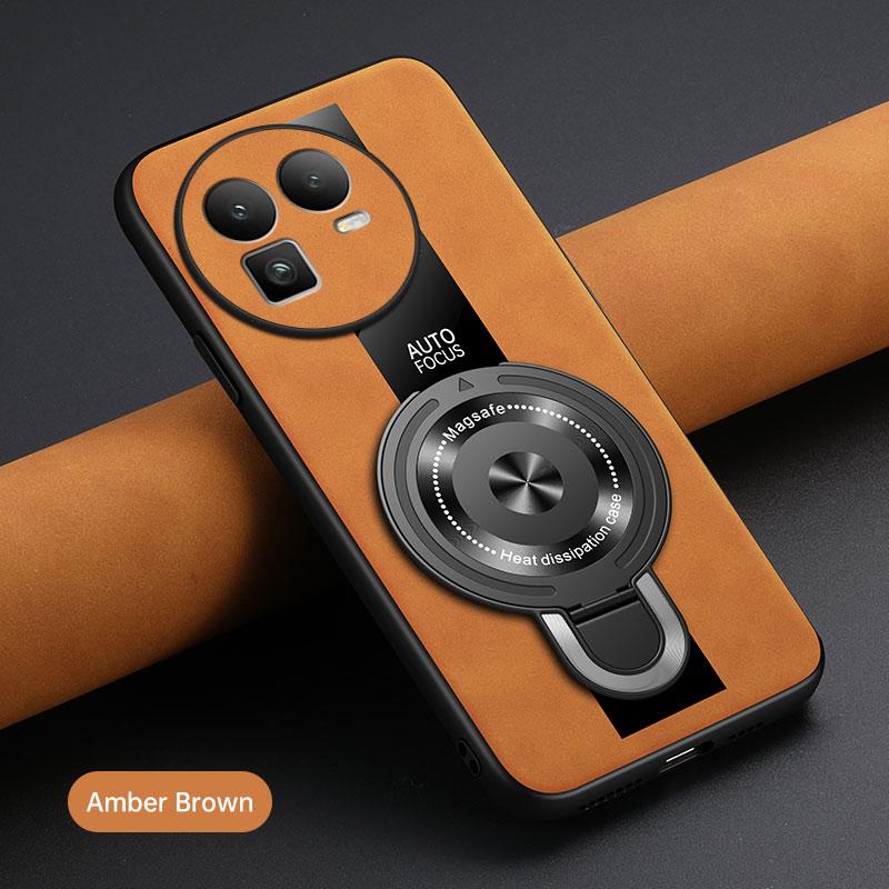 For Magsafe Wireless Charging Cover For Realme GT 8 Pro PU Leather Shockproof Ring Stand Holder Phone Case For Realme GT8Pro