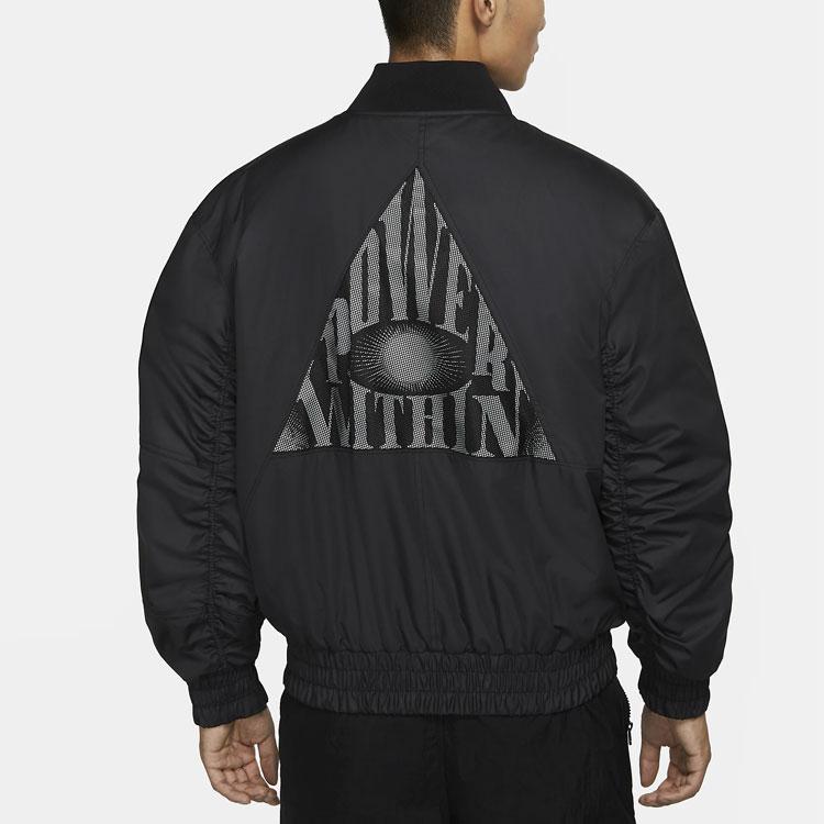 Nike Kyrie Basketball Sports Mesh Panel Print Woven Bomber Jacket Cotton Outerwear Men Jacket Black CK6671-010