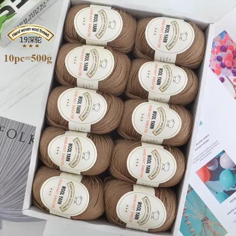 10pc=500g 3mm Medium Coarse Wool Thread Hand Crochet DIY Craft Sweater Hat Doll Bag Needle  Thread Soft Warm Skin Friendly