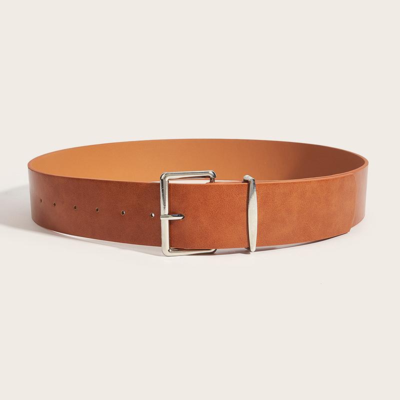 Women Fashion Luxury Design Suede Leather Wide Belt Casual Pin Buckle Waistband Business Waist Strap All-Match Clothes Decor