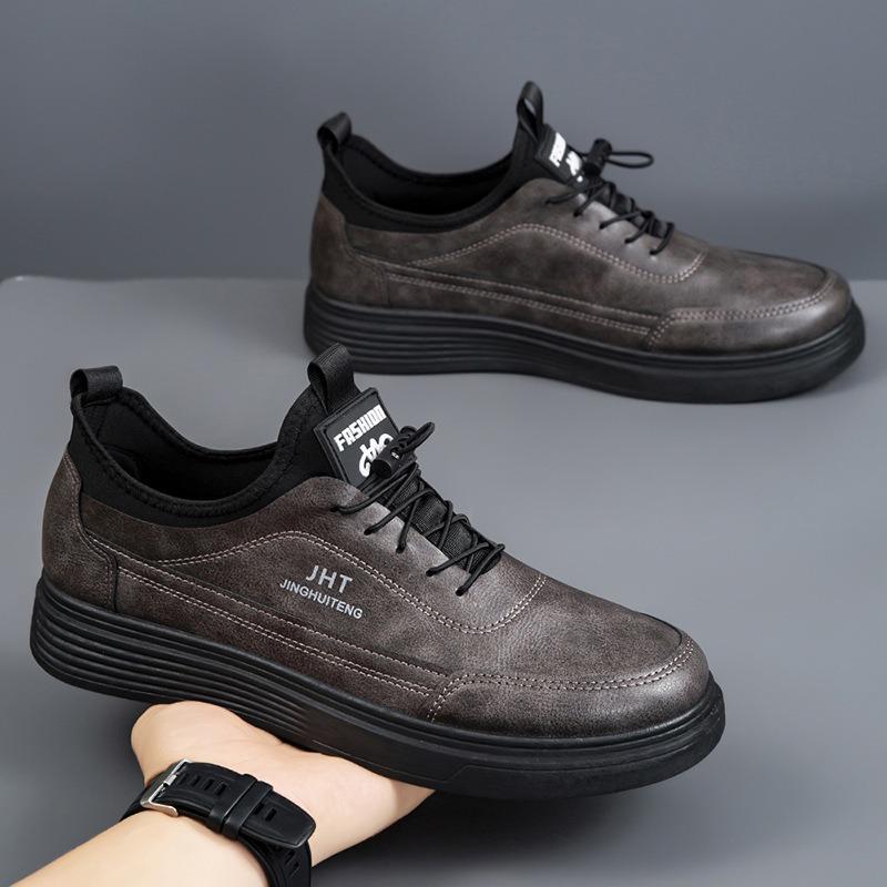Men's Soft Leather Sports Shoes, Comfortable Work, Small White Shoes, Business Casual Shoes, Thin Small Leather Shoes