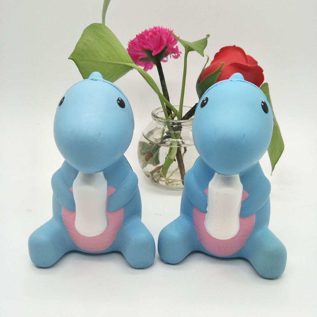2017 Jumbo 11cm Kawaii Cute Squishy Milk Bottle Super Slow Rising Dinosaur Baby Cartoon Kids Toy