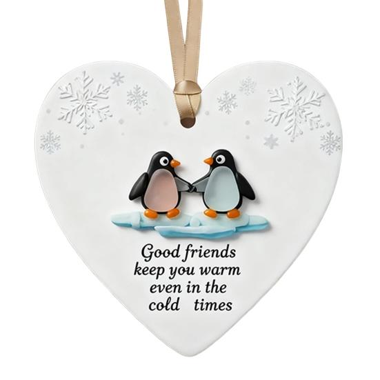 Heart-Shaped Sea Glass Friendship Ornament Handmade Sea Glass Art Christmas Animal Ornament Friendship Keepsake for Best Friends
