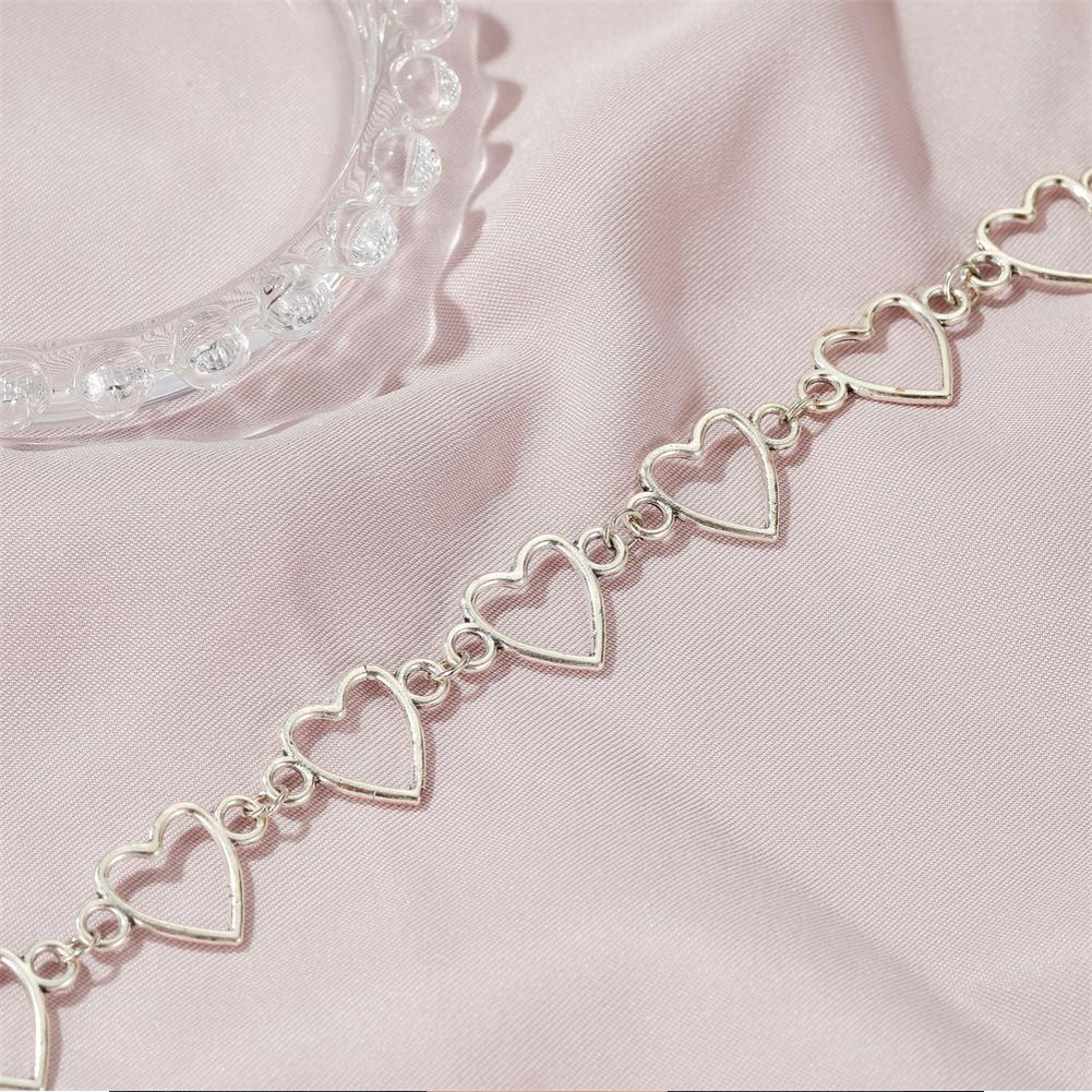 Women's Necklace Alloy Hollow Heart-shape Pendant Silver Necklace
