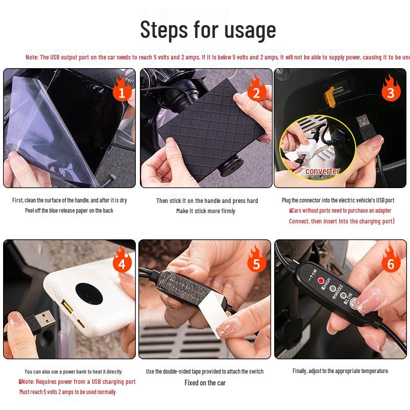 Universal Electric Heated Motorcycle Handlebar Covers for Food Delivery