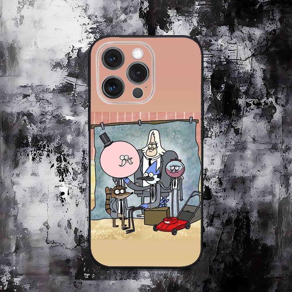 R-RegularS Cute Show Phone Case For iPhone 16,15,14,13,12,11,Pro,Max,Plus,X,XS,SE,E,Mini,Soft Silicone Black Case