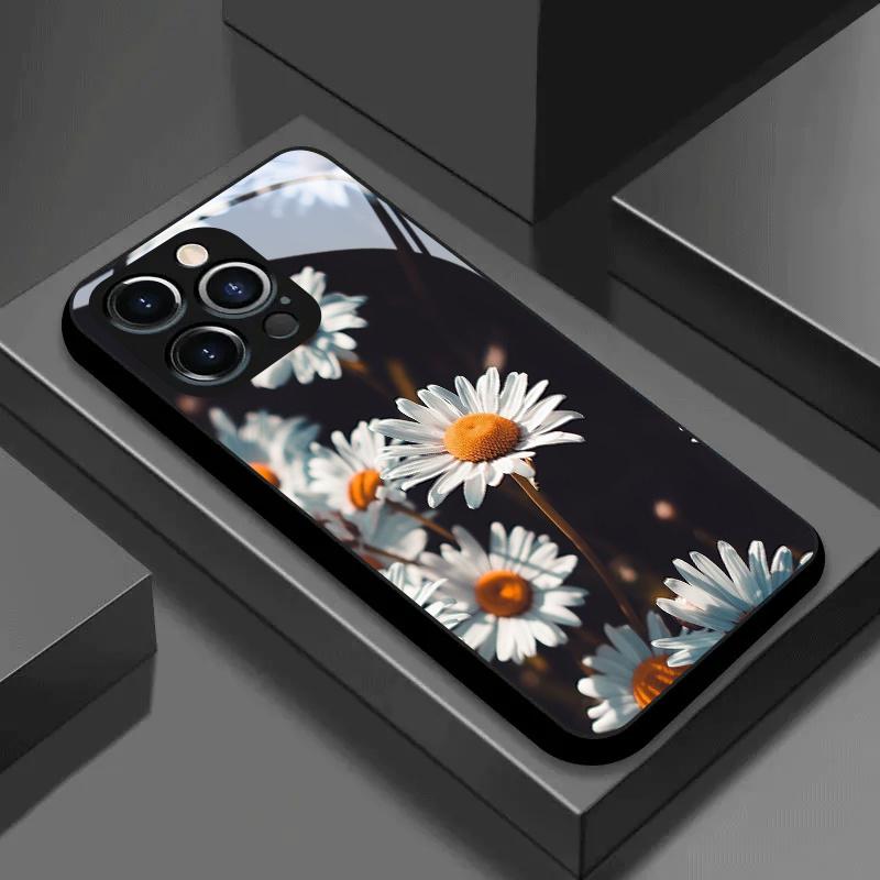 Daisy Flower Close-Up HD Glass Phone Case Suitable for iPhone 17 17Pro 17Pro Max 17Air 16 Plus 16 Pro 16 Pro Max