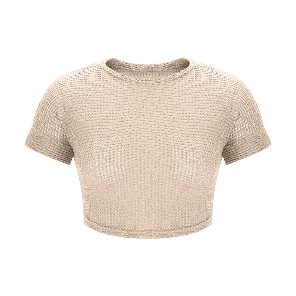 Women's Casual Fashion  Round Neck Short Sleeve T-shirt Top