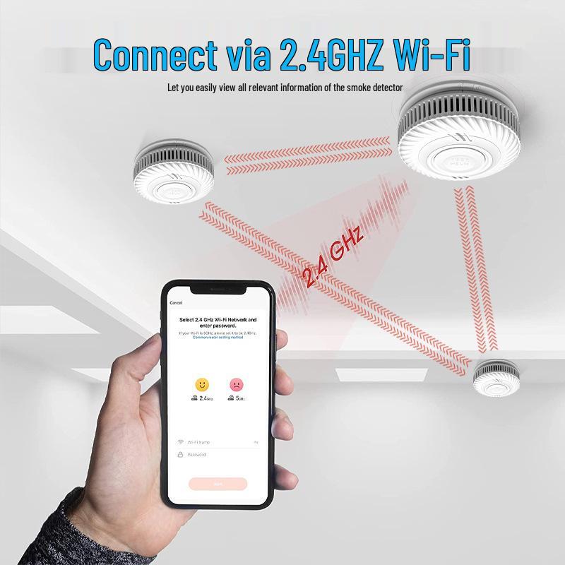 10-Year Battery Smart WiFi Smoke Detector with EN14604 Certification and Tuya Interconnectivity