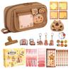 Capybara Stationery Set Cute Pencil Case With Stickers,Clips,Note pad,Plush Brooch, Highlighter Pencil,Storage Bag For Students