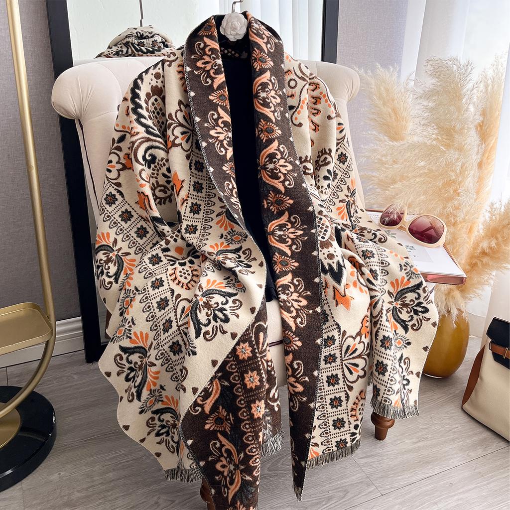 Winter Imitation Cashmere Scarf Women Design Outdoor Warm Pashmina Blanket Scarves Female Shawl Wraps Thick Foulard Bufanda