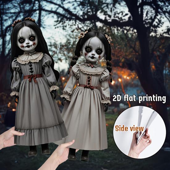 2Pcs Halloween Horror Dolls Yard Signs Realistic Gothic Garden Stakes Festivals Spooky Dolls Creepy Party Decoration