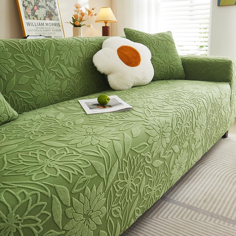 Camellia Ganzjahres-Sofabezug-Set, universell einsetzbar, Jacquard-Samt, rutschfest, kratzfest