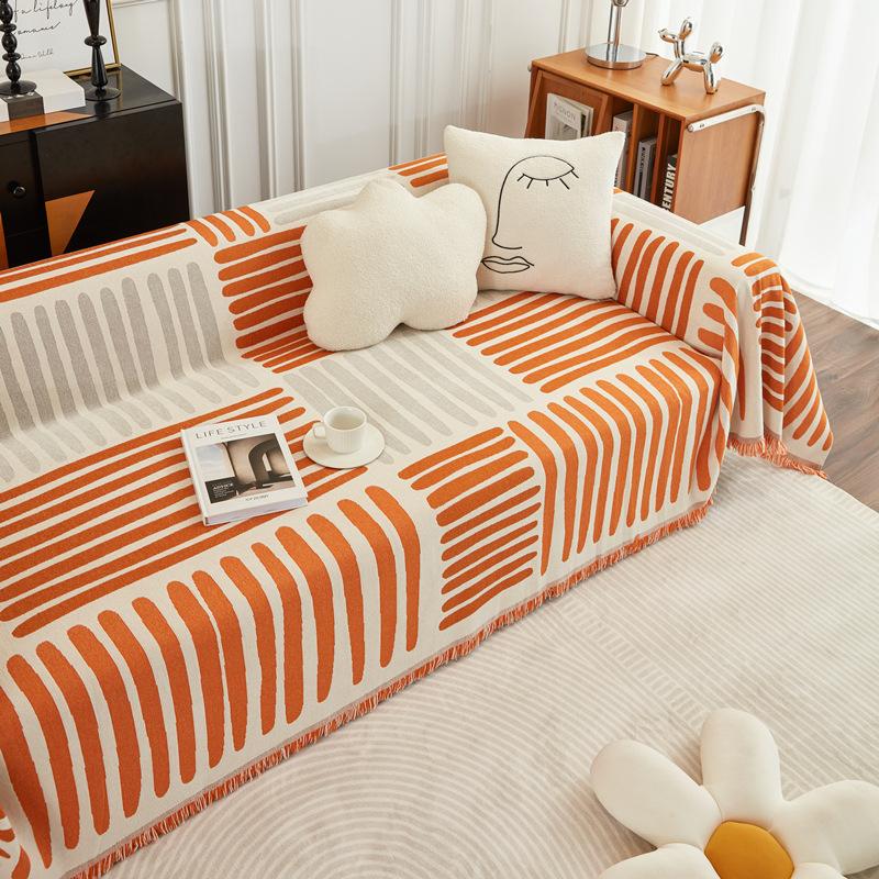 Chenille Sofa Möbel Handtuch Doppelseitig Einfach zu Bedienen Stil Quaste Rand Couch Abdeckung Rutschfest Katzenkratzfest Camping Decke Sofa Abdeckung
