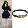 Retro Vintage Womens Ins Simple Unique Buckle Design Denim Pants Belt For Coats