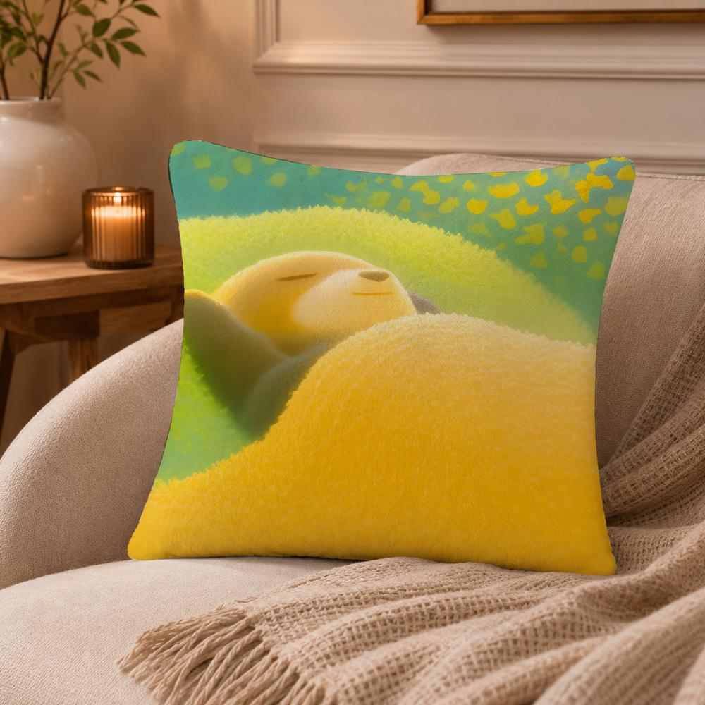 Cute Animals Spring Sleep Series Cushion Cover Anti-dustmite Pillowcase Invisible zipper silky short plush Sofa cushion cover