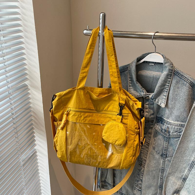 2025 Summer New Large-capacity Commuter Cloth Bag Casual Solid Color Nylon Messenger Bag Shoulder Underarm Tote Bag