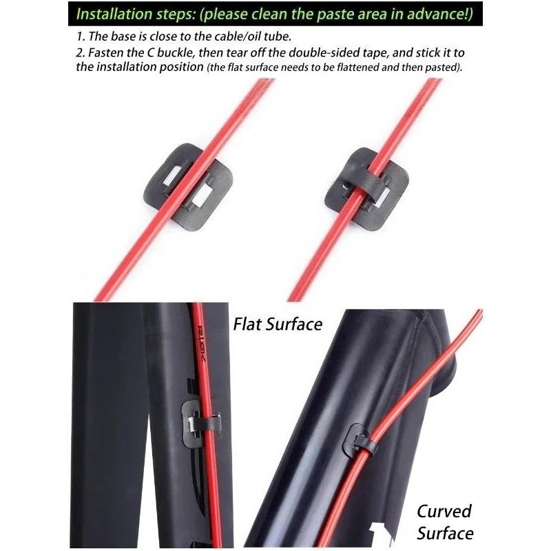 4/6/8/10Pcs C Shape Guide Cable Tube Fixed Clamp Self-adhesive Bicycle Shift Brake Fixing Clamp Stick-on Oil Tube Frame Buckle Fuse Holders1