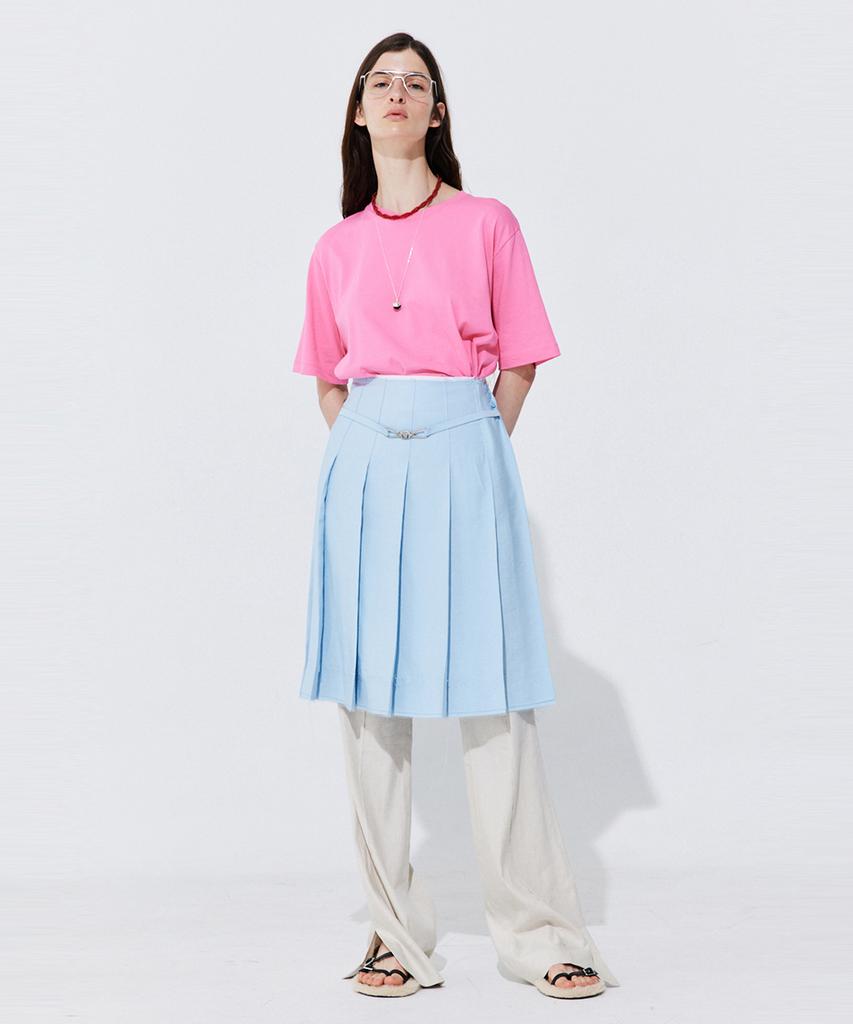 WNDERKAMMER Raw-Cut Pleats Skirt_Light Blue