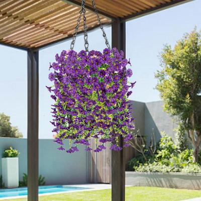 2pcs 75cm Home Decor Hanging Artificial Flowers UV-Resistant Fake Petunias Morning Glory Wall Flower Garland for Garden Wedding
