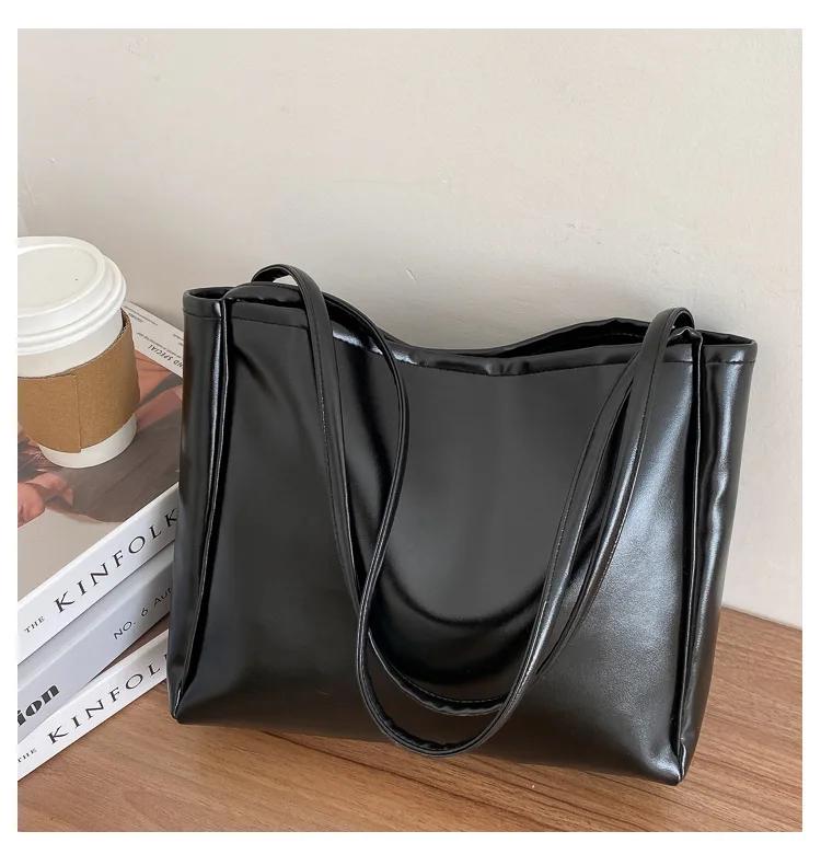 Vintage Women's Bag Large Capacity Leather Tote Handbag Korean Shoulder Bags For Female Daily Commuting
