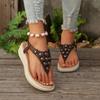 Fashion Women's Summer New Fashion Bohemian Style Flowers Clip-toe Sandals Vacation Outdoor Casual Thick-soled Thong Sandals Flip Flops