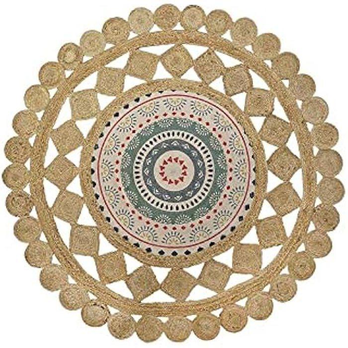 Teppe - DKD Home Decor - Standard - Brun - Rundt - Naturfibre