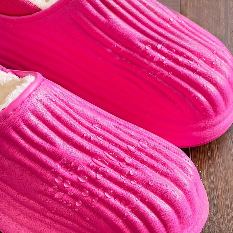 Zimní zateplené Dámské Pantofle Běžné Plyšové Ploché Domácí Vodotěsné Neklouzavé Boty Vnitřní Venkovní Silná platforma Domová pantofle