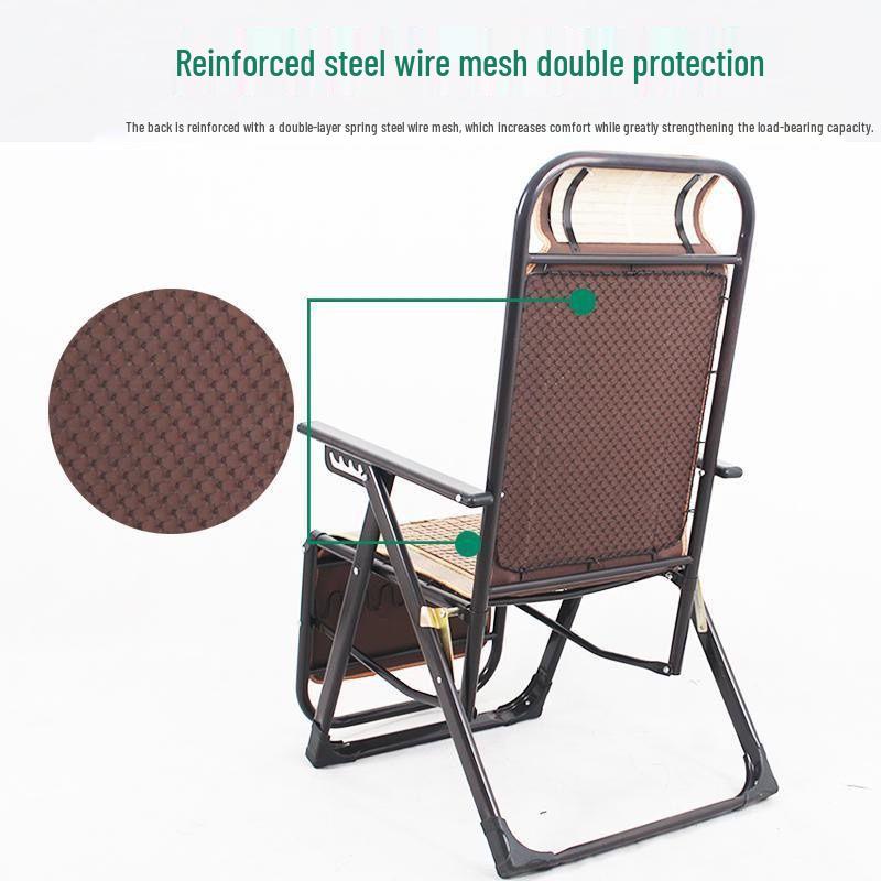Folding Bamboo Rocking Chair: Lounge & Nap Chair for Elderly - Versatile Rattan Chair for Balcony Leisure, Mahjong, or Relaxation.