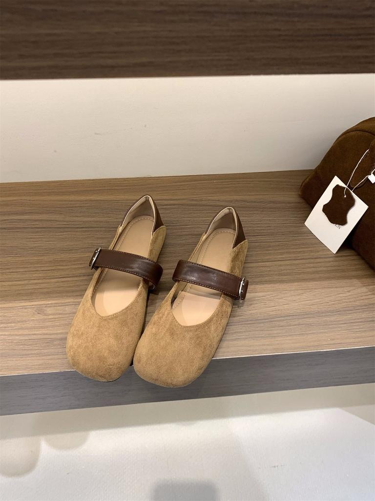 Flat bottom suede leopard print single shoes spring and autumn Mary Jane evening shoes