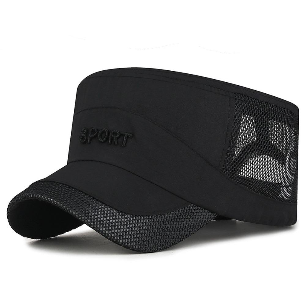 Adjustable Flat Top Cap Sun Protection Quick Drying Cap Retro Mesh Sun Hat Sports Activities
