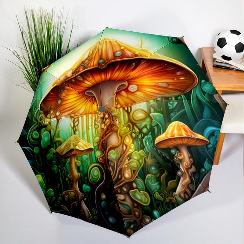 Forest Red Mushroom Umbrella Automatic Open/close, Sturdy Iron Frame & 8-Rib Struct, Umbrella for Women & Men, Christmas Gifts
