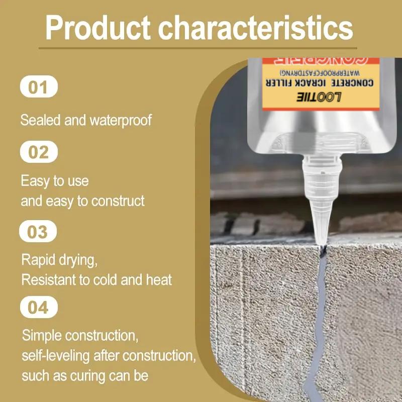 200g Waterproof Crack Filler | Fast-Dry Self-Leveling Concrete Repair | For Walls/Roofs/Floors | Outdoor Tile Sealant | Anti-Agi