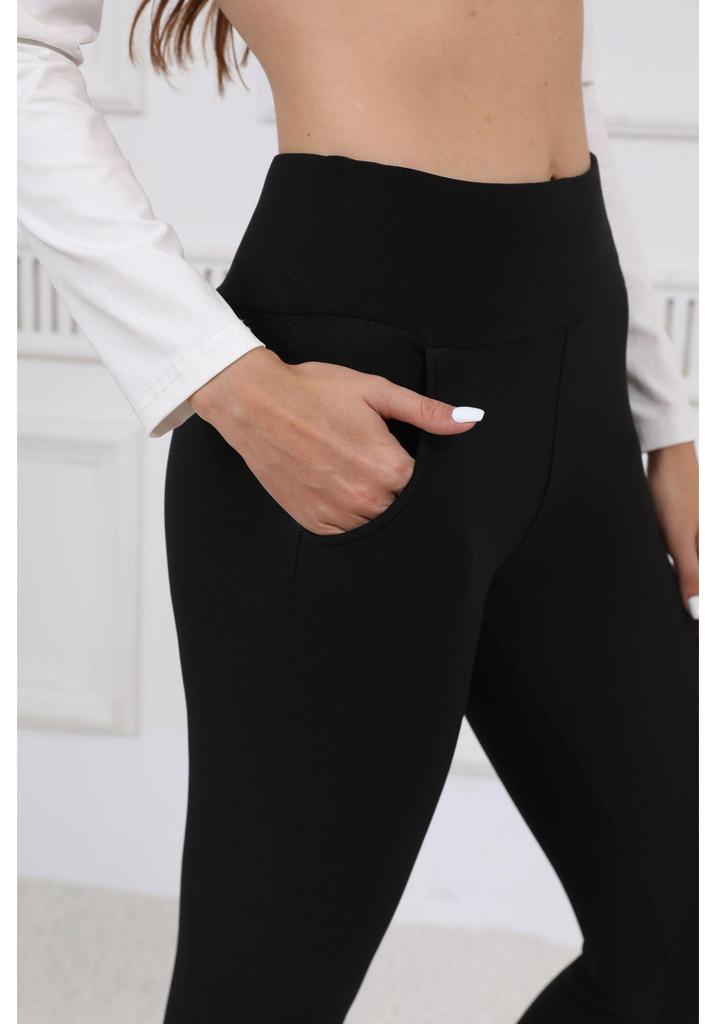 Women's High-Waisted Fleece-Lined Wool Leggings - Warm Skinny Yoga Pants for Autumn/Winter