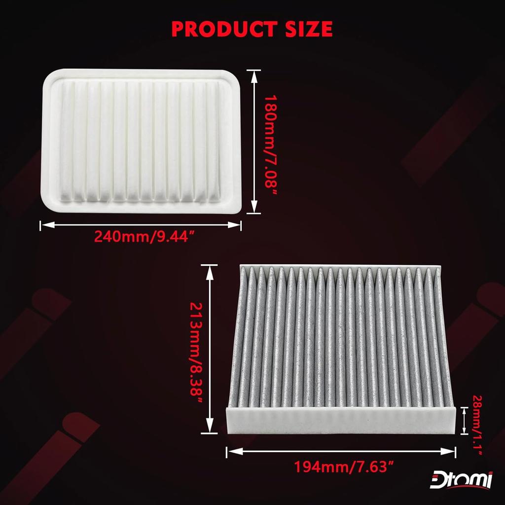 Engine And Cabin Air Filter Combo Set Compatible With Toyota Scion Pontiac Vehicle Corolla 2009- Matrix 2009-2014 Yaris 2006-2018, XD 2008-2014, Vibe
