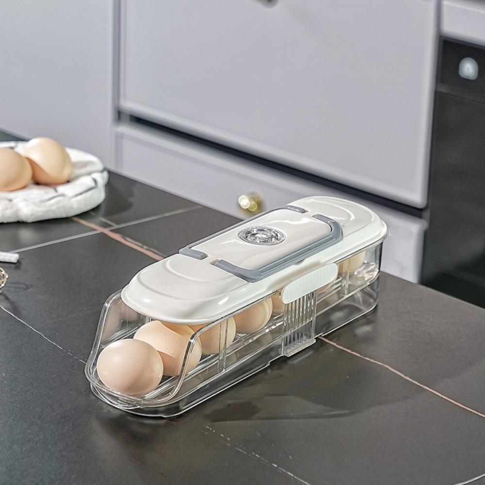 Large Capacity Automatic Rolling Egg Container Transparent Egg Storage Box  for Home