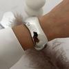 New Wide Cuff Bangles Hip Hop Punk copper Color Geometric Metal Spring Bangles For Women Bracelets Men Jewelry Vintage