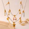 Luxo Leve Vitalidade Diversos Pingentes DIY Pulseira de Contas Brancas Colar Aço Inoxidável Redutor de Idade Doce Estilo Menina Conjunto