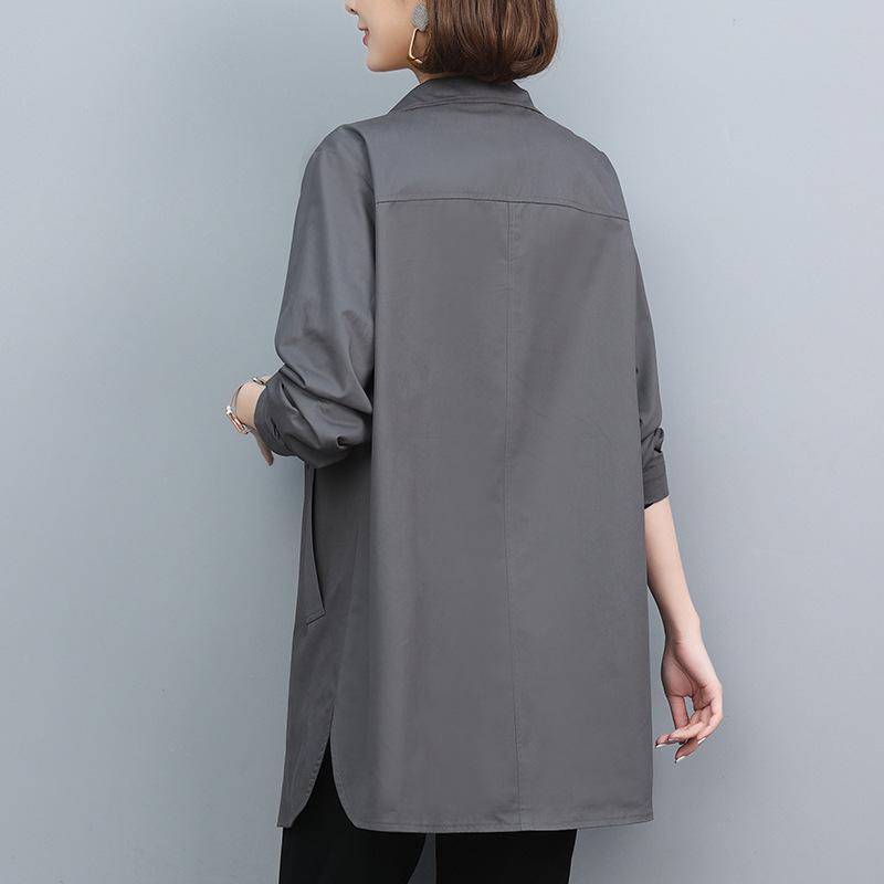 2024 Plus Size Women's Lightweight Trench Coat for Spring & Autumn - Stylish Short Jacket for Mature Ladies