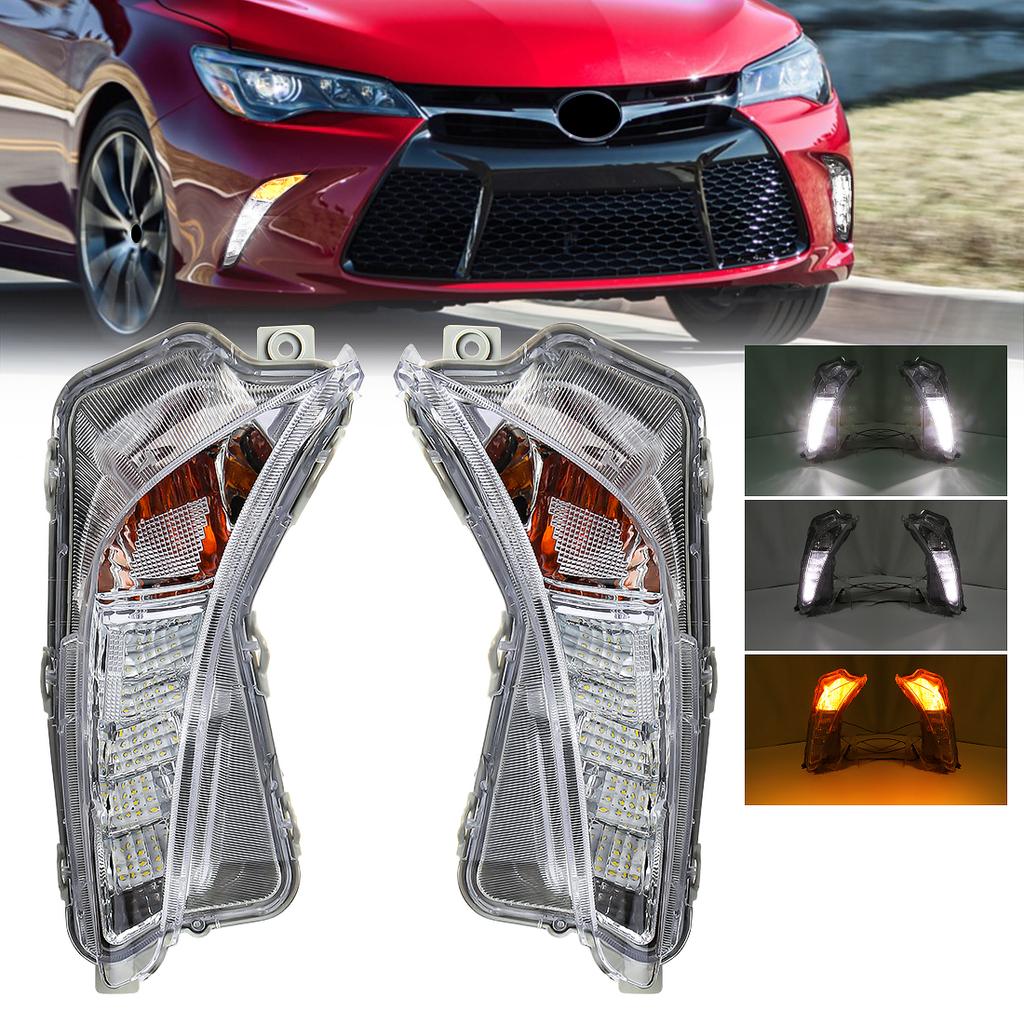 Fog Lights Driving Lamps Kits For 2015-2016-2017 Toyota Camry Led DRL Turn Signal 8151006050/TO2531153/8152006050/TO2530153