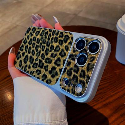 Big Windows Leopard Leather Phone Case For iPhone 17 Air 13 14 15 16 Pro Max 16Pro 17Pro Official Len Camera Protector Cover