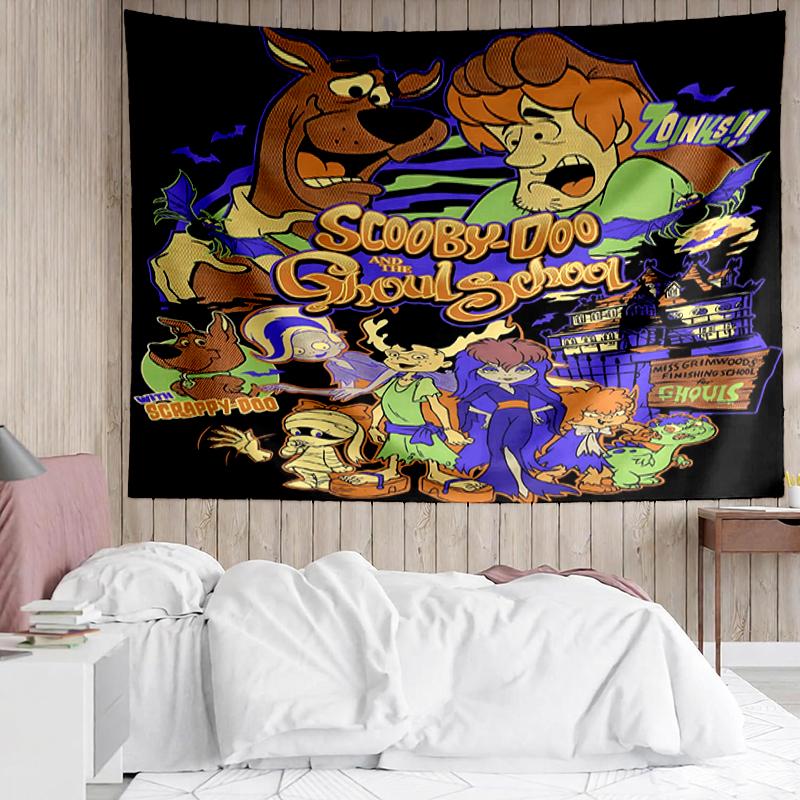 Scooby-Doo Print Tapestry, Backdrop, Easy Setup, Ideal for Bedroom, Office & Living Room, with Aesthetic Wall Hanging Decor.