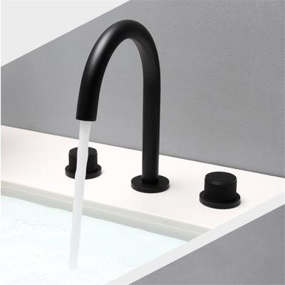 Waschtischarmaturen Total Messing Schwarz Badezimmerarmatur Gebürstetes Gold Waschbeckenarmaturen 3-Loch Heiß- und Kaltwasserhahn Wasserhahn