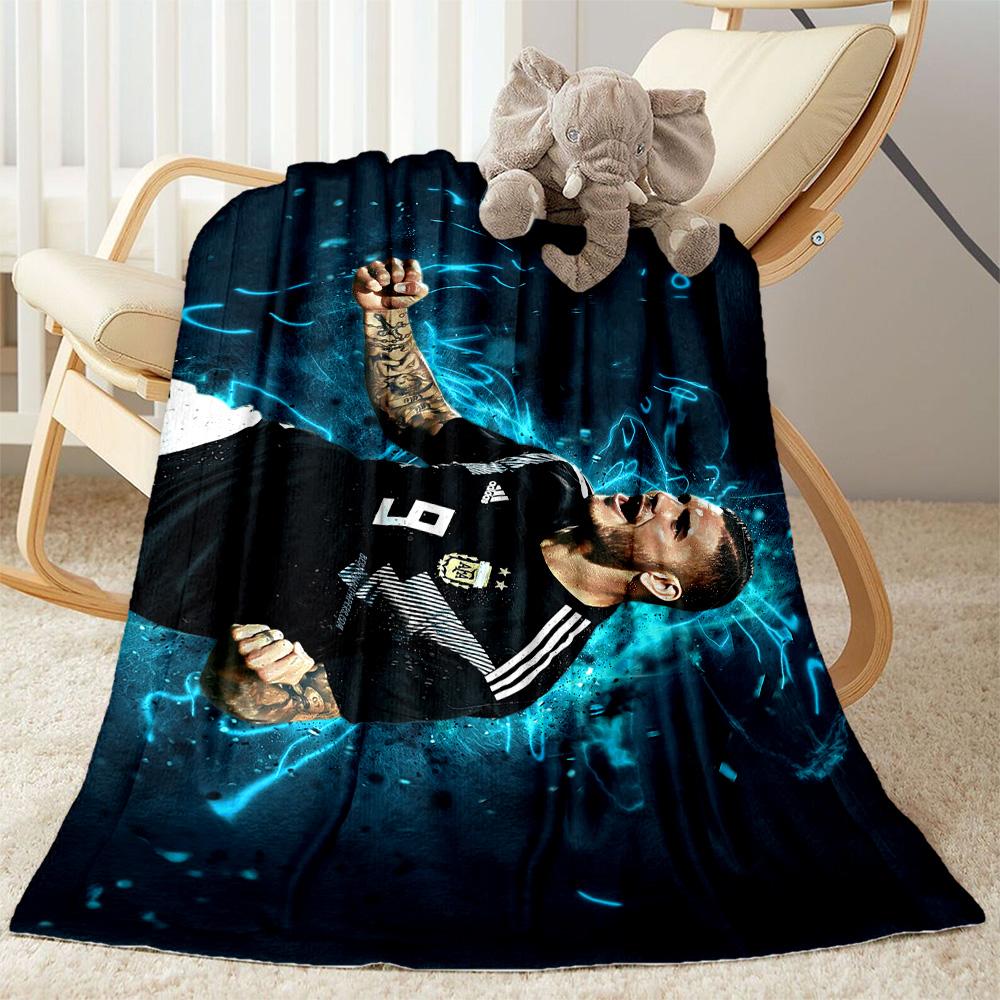Argentina Football Player Blanket Ultra-Soft Perfect for Seaside Bed Office Chair Four Seasons Multipurpose Stylish Decor