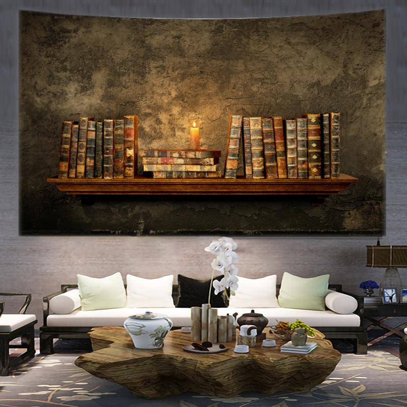 

Bookcase Home decoration Wall tapestry stump room wall hanging Waterfall And Treedecor vintage Bedroom 74x94cm(29x37in)