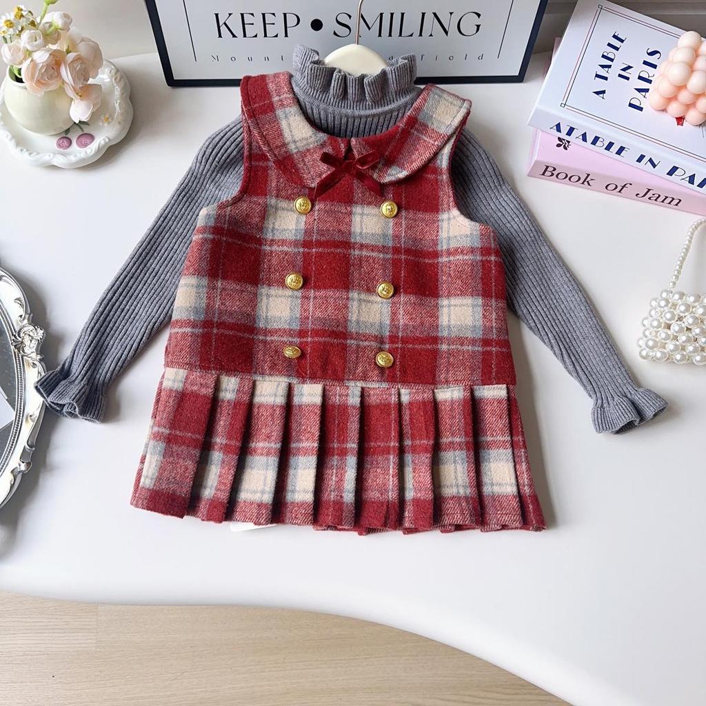 Girls' Lace Collar Knitted Sweater - Winter Long Sleeve Top