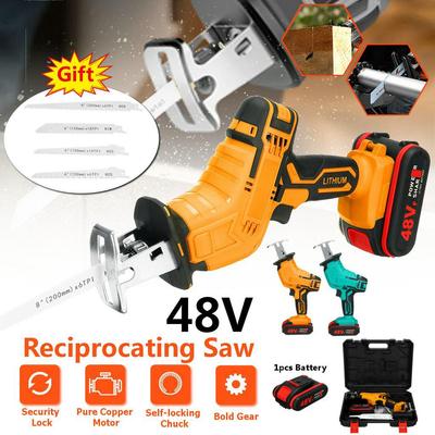 48VF Cordless Electric Reciprocating Saw Portable Saber Metal Wood Woodworking Chainsaw Cutting Tool for Wood Metal